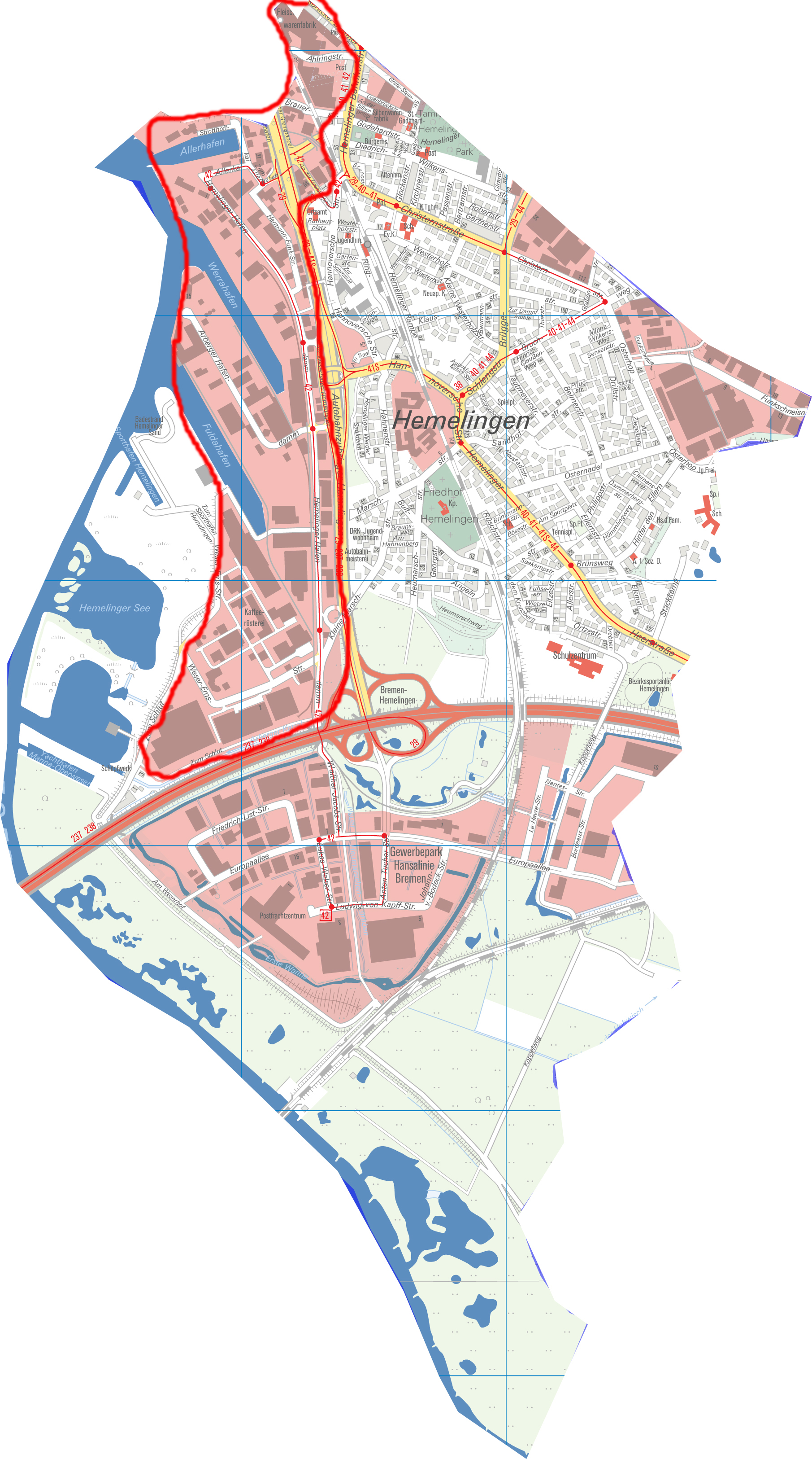 Lagekarte: Gewerbegebiet Hemelinger Hafen